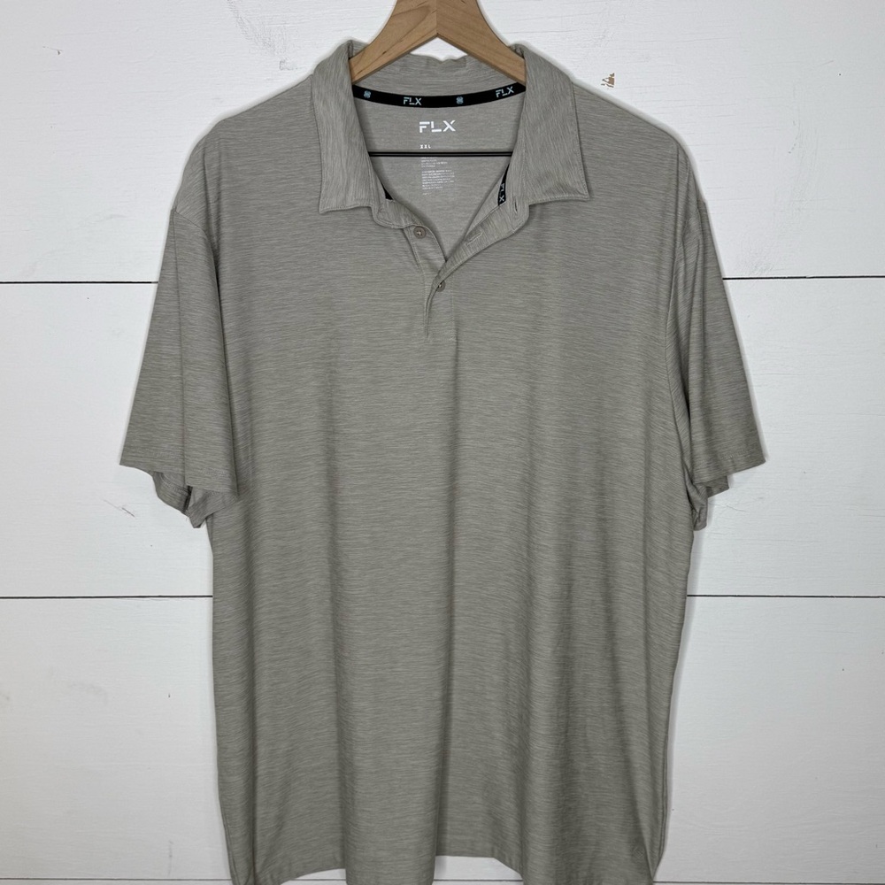 FLX • Men's Luxury Soft Wander Polo in Gray Size XXL